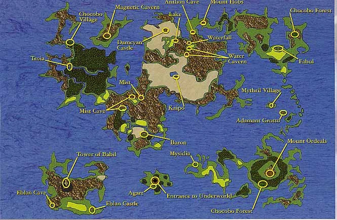 Carte du monde extérieur de Final Fantasy IV