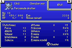Écran des statistiques de Final Fantasy IV