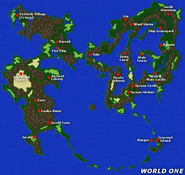 Carte du premier monde de Final Fantasy V