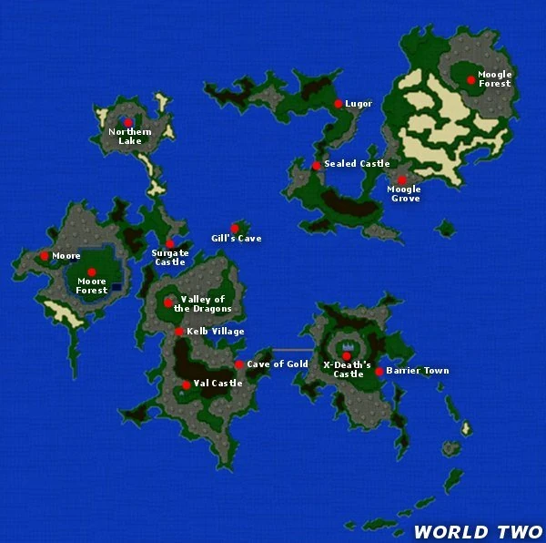 Carte du deuxième monde de Final Fantasy V