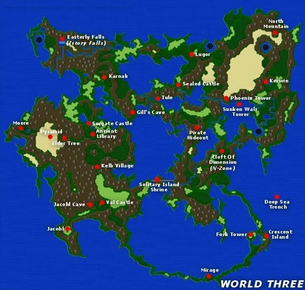 Carte du monde fusionné de Final Fantasy V