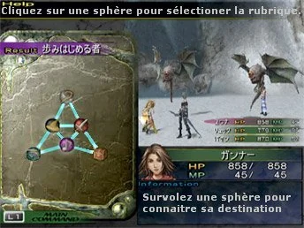 Menu du système de jeu de Final Fantasy X-2