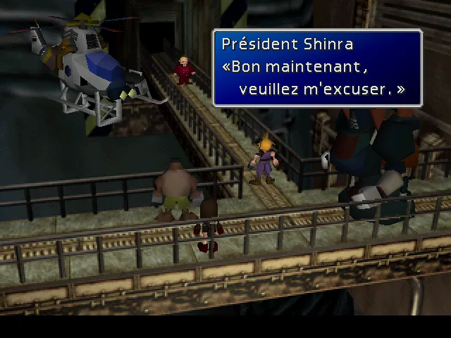 Le Président Shinra fait son apparition dans le réacteur