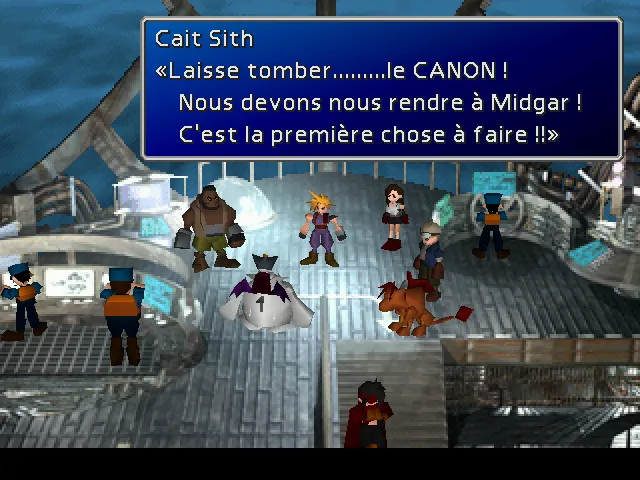 Cait Sith prévient qu'il faut se rendre à Midgar pour arrêter Hojo